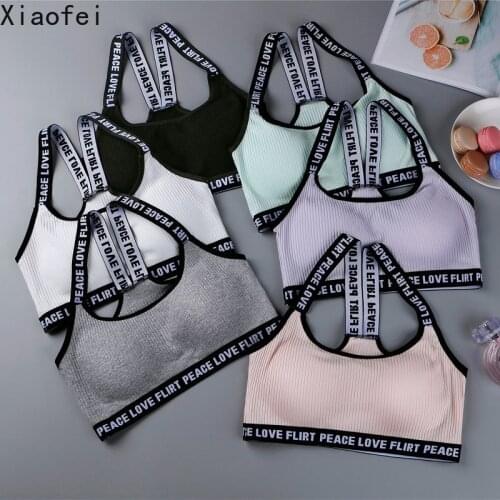 Women Push Up Letter Sport Bra Top Fitness Running Gym Wear Yoga Bra Underwear Cotton Sportwear