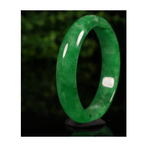 Zheru Jewelry Natural Burmese Jade 54-64mm Green Bangle Elegant Princess Jewelry Best Gift