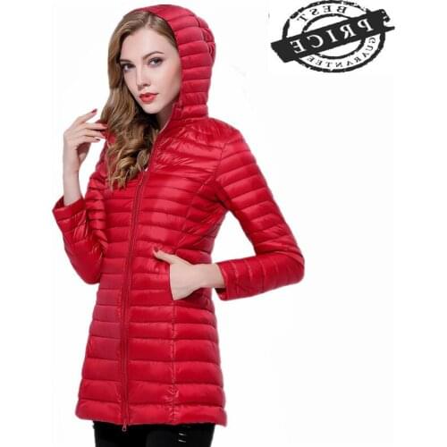 Winter Women Ultra Light Down Jacket 2a% Duck Down Hooded Jackets Long Plus Size Warm Slim Coat Female Clothes LWLa5a