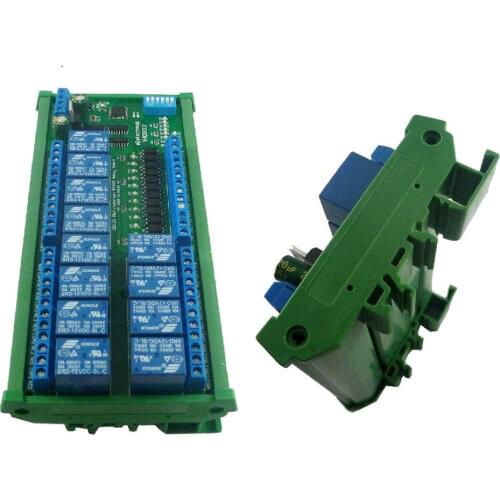 12ch Digital Input Output UART RS485 Relay Module Modbus RTU DIN35 C45 Rail Box for PLC PTZ LED Motor Machine control