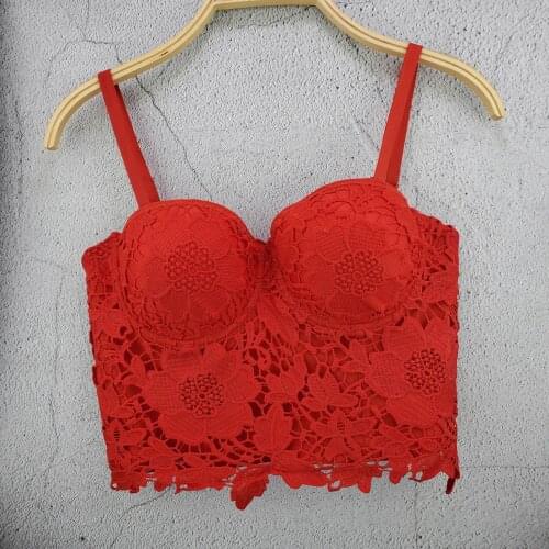 2020 fashion Korean version sexy lace tops short sling vest outside night club women wearing personality with chest pad wj408