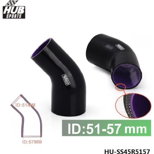 51mm to 57mm 2" to 2.25" Silicone reducer Hose Coupler Piping 45 Degree 4-Ply Black For TOYOTA MR2 SW20 90-95 HU-SS45R5157