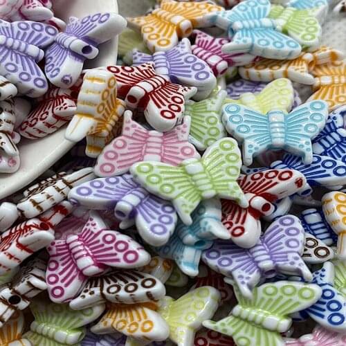DIY Butterfly Acrylic Beads, Bracelets, Necklaces, Pendant Accessories 15mm-20pcs