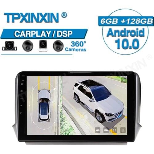 Android10 For Peugeot 2008 208 2011+ Car Radio 360 HD Auto Surround View Camera Car Multimedia Player Stereo Radio GPS Navigtion