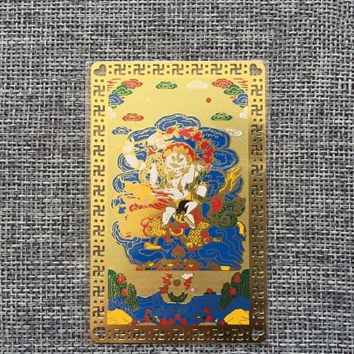 White God of wealth, metal Buddha card, sitting Guan Yu copper card, amulet card, Buddhist gold card