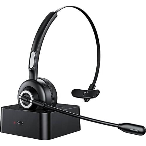 Bluetooth-compatible Wireless Headsets with Microphone Charging Base Pro Clear Sound Handsfree Headphone for Call Center Home PC