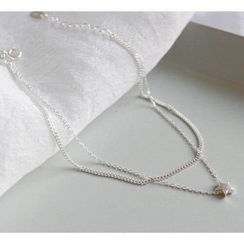 Simple Layered Stars Chain 925 Sterling Silver Anklets For Women Bohemia Bracelet De Plata De Ley 925 Jewelry Chaine De Cheville