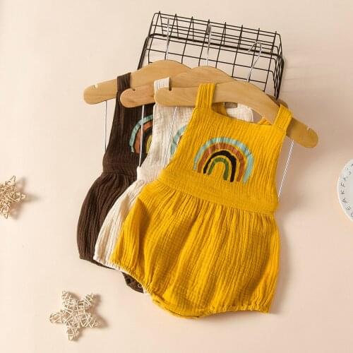 0-2Yrs Rainbow Summer Clothing Baby Girls Sleeveless Bodysuits Cotton Infant Kids Playsuits Outfits
