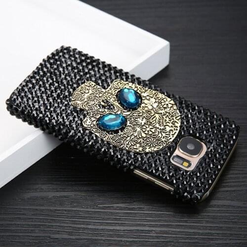 For Samsung Galaxy A10/20/30/40/50/70/80/90 S A21/31/41/51/71 Cool Punk Skull Spikes Studs Rivet Diamond Bling Capa Case Cover