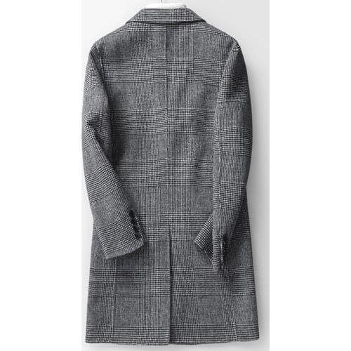 Double Sided Wool Coat Men Korean Man Jacket Houndstooth Plaid Long Coat Coat and Jacket Spring Overcoat GZ8812 KJ1551