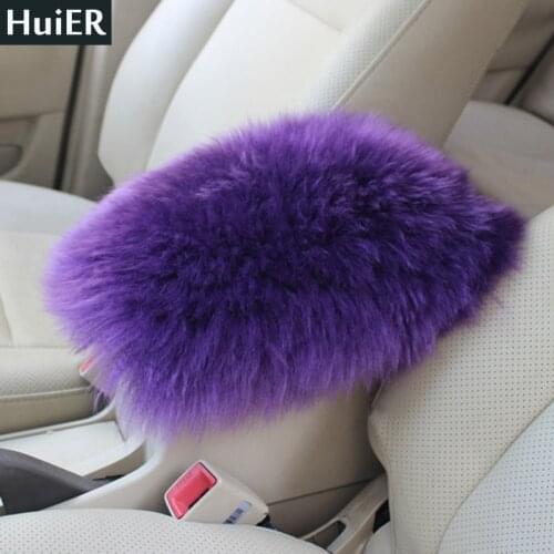 HuiER Australia Thick Pure Wool Car Seat Cover Auto Center Console Arm Rest Seat Box Seat Covers Soft Mats Cushion Free Shipping