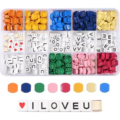 ILOVEU Letter Honeycomb Enamel Tile Bead Boho Jewlery Making Color Block Tile Beads Box Tila Myuki Beads Kits for Bracelets