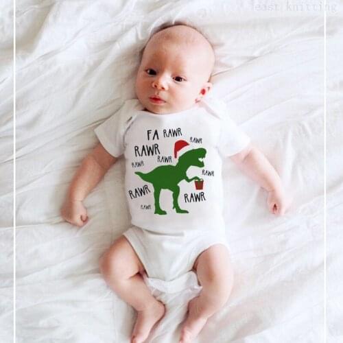 Short Sleeve Baby Boys Girls Clothes Dinosaur Christmas Baby Rompers 0-24M Newborn Cotton Jumpsuits Infant Outfits Summer Tees