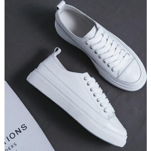 INS hot Genuine Leather shoes cow leather flat bottom loafers white shoes sports casual shoes student Vulcanized shoes sneakers