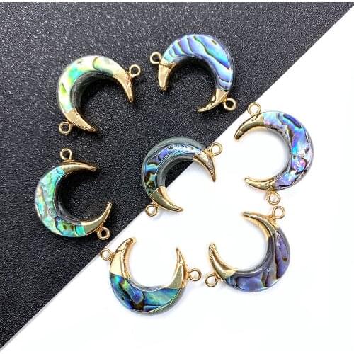 Moon Shape Abalone Shell Connector 19x28mm Double Hole Pendant DIY Fashion Jewelry Making Necklace Earrings Jewelry Accessories