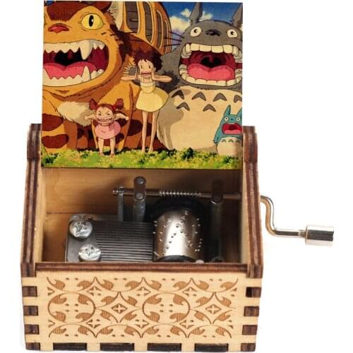 My Neighbor Totoro Music Box Anime Cartoon Spirited Away Wooden Hand Crank Music Box Birthday Present 2021 Hot-sale Wholesale