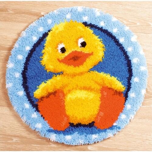 Latch Hook Rug Kits with Preprinted Canvas Pattern Carpet Embroidery Needlework Button Package Duck Picture Tool in set