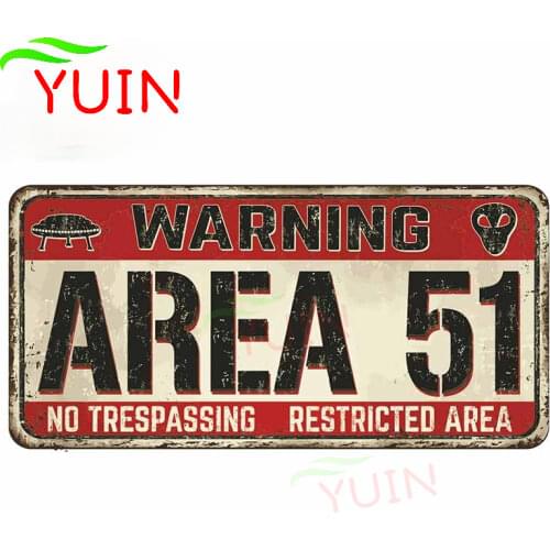 Car Sticker Warning Motorcycle Decals for Area 51 No Trespassing Decorative Accessories Creative Bumper Waterproof Decal 13*6cm