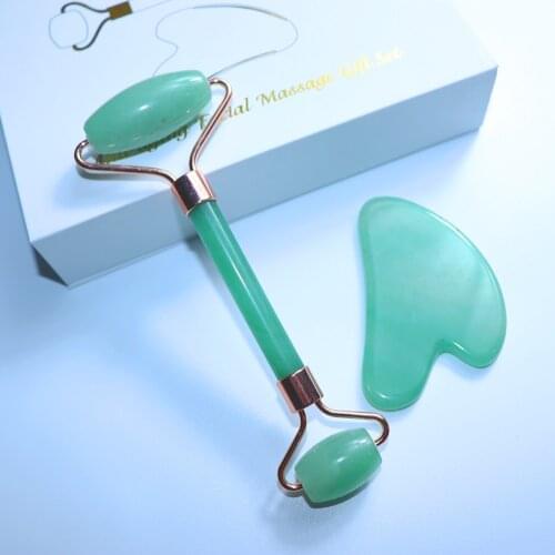Wholesale Jade Face Roller Natural Stone Aventurine Crystal Massager Facial Body Neck Health Skin Care Massage Gua Sha Detox