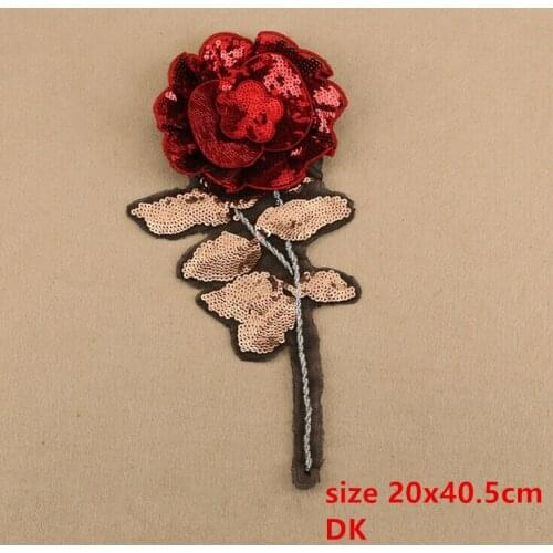 New arrival 1 piece 3D flower sequins 20x40.5cm size Sew On Chinese sstyle Patches garment vest Appliques DK CPAM Shipping