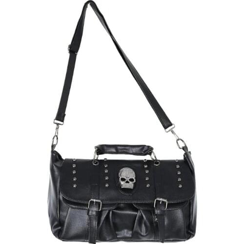 Popular Fashion Womens Personalise Punk Skull Shoulder Bag Handbag Black 20CA