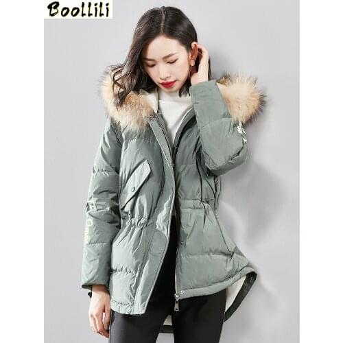 Boollili White Duck Down Jacket Women Clothes 2020 Winter Coat Women Big Fur Collar Hooded Korean Puffer Jacket Women