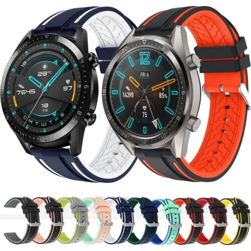 For Huawei Watch GT 2 46mm GT GT2 Strap Two-tone Silicone Watch Strap Watchband Replacement Sport Bracelet 22mm Watch Band