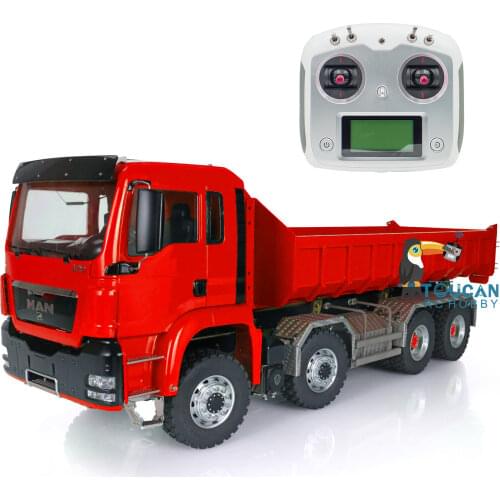 LESU Tipper Dumper Roll On/Off RC Truck 1/14 MAN TGS 8*8 Hydraulic Lifting Sound With Remote Controller Painting Red THZH0345