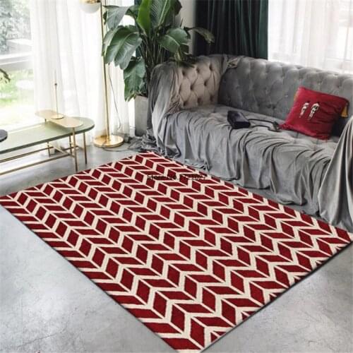 Modern Simple Red Carpet and White Striped Geometric Pattern Carpet Corridor Carpet Decoration Carpet Home Kitchen Floor Mats