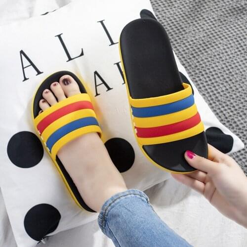 Candy Rainbow Slippers Female Striped Slippers Lovers Slippers Man Mens Shoes Home Slippers House Slippers Men Shoes for Men