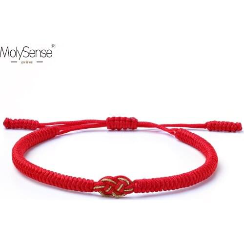 Molysense Tibetan Handmade Infinite Knot Buddhist Lucky Bracelet For Women Men Red Rope Knots Amulet Gift Tibet Braided Bracelet