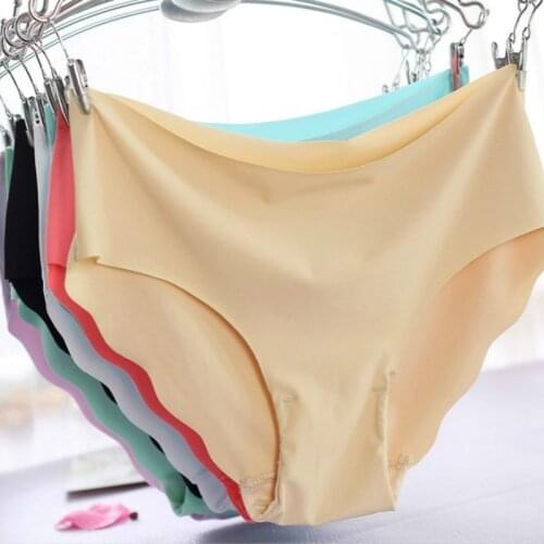 Womens Underwear One Piece Seamless Summer Comfortable Multicolor Plus Size Sexy Panties Silky Middle Waist Underpants