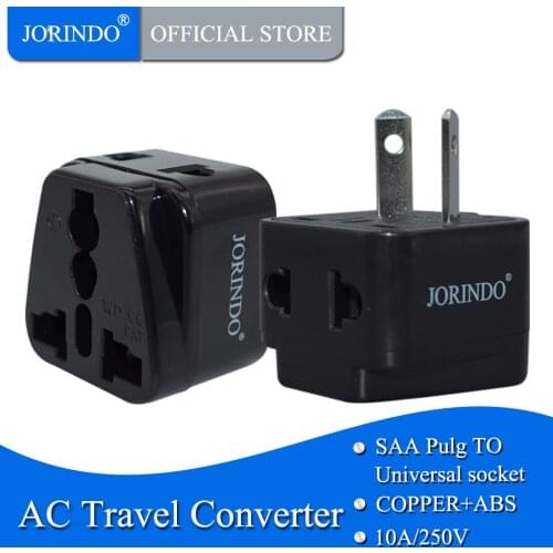 JORINDO Universal Black White One turn two socket Australian standard US EU UK to AU 3 pins travel converter power plug