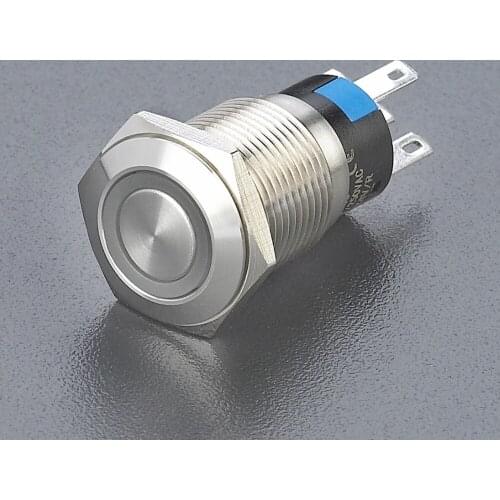 16mm Latching (ON/OFF) LED metal pushbutton switch 1NO1NC IP67