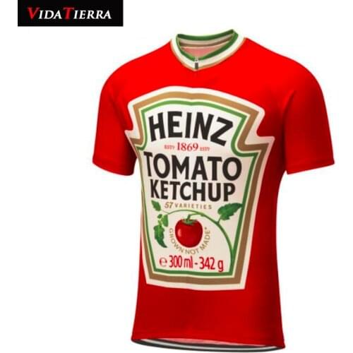2019 VIDATIERRA men cycling jersey red heinz tomato ketchup custom cycling jersey Childhood cool novel Ketchup bike team
