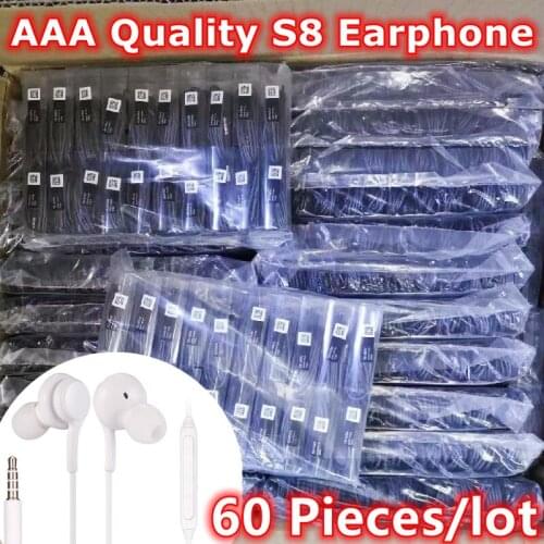 60Pcs/lot Wired Earphone S8 Wholesale 3.5mm In Ear Earbuds Stereo Deep Bass Earpiece With Mic For iPhone Samsung S6 S8 Phones