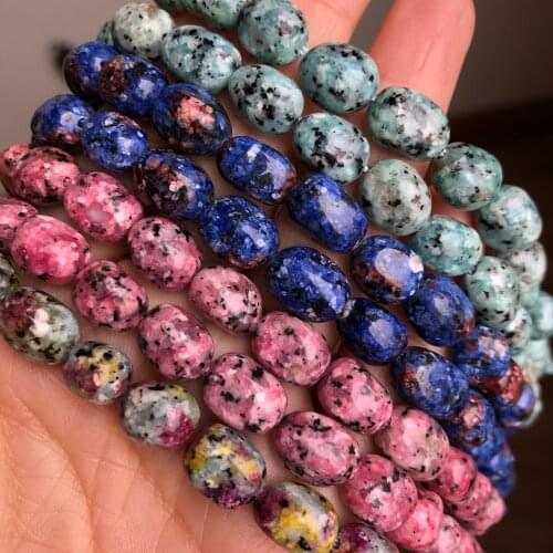 8x10mm Natural Irregular Colorful Spot Jaspers Stone Loose Spacer Beads For Jewelry Making Diy Handwork Bracelet Necklace 15Inch