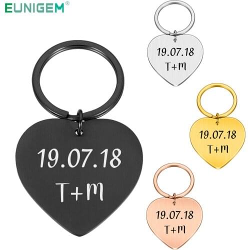 Customized Keychain Valentine Day Gifts for Him Engraved Name Initial Letters and Date for Couples Boyfriend Men Women Keyring