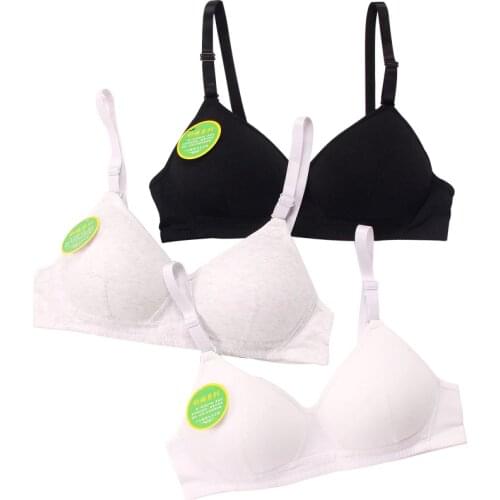 Teenage Girls Underwear 100% Cotton Bras for Kids Small Breast Wireless Sports Training Push Up Bra Solid Lace Girls Underwear