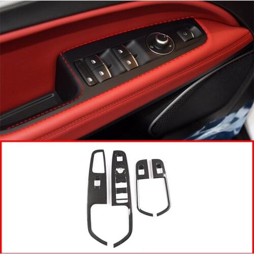 For Alfa Romeo Stelvio 2017-2018 Car Interior Carbon Fiber Window Lift Button Frame Cover Trim Accessories Left Hand Driving