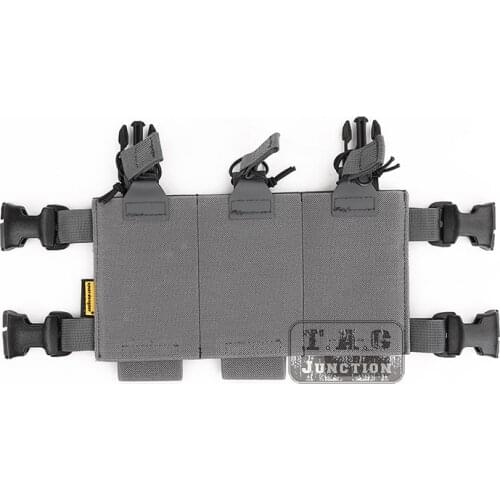 Emerson Tactical Elastic Triple 5.56 Magazine Pouch High Speed LVP Placard For Chest Rig Plate Carrier Wolf Gray