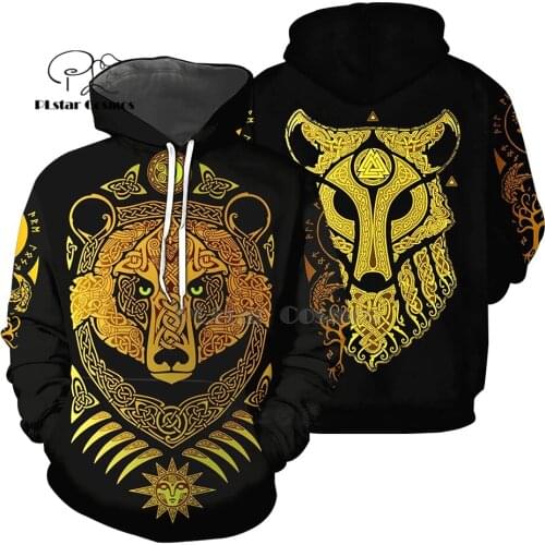 PLstar Cosmos Viking Tattoo 3D All Over Printed Shirts Tees 3D Print Hoodie/Sweatshirt/Zipper Man Women Bear wolf cross Tattoo
