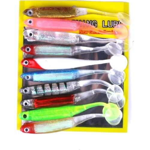 HENGJIA 10PCS Artificial Silicone Soft Lure 10CM 52G Worm Swimbaits Jig Head Fishing Tackle