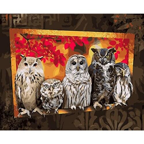 Animals Owl Framed Pictures DIY Painting By Numbers DIY Oil Painting On Canvas Home Decoration Wall Art GX26564 40X50CM