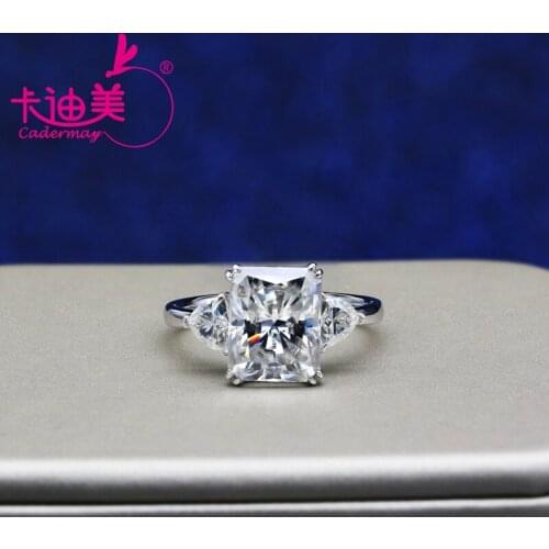 CADERMAY Radiant Cut Moissanite Silver925 Ring 7x9mm 8x10mm Lab Grown Diamond Moissanite Sterling Silver Engagement Ring Gifts