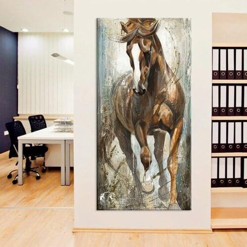 Hot Selling Animal Print Oil Painting Running Horse Waterproof Canvas Pictures Living Room Porch Corridor Wall Art Posters