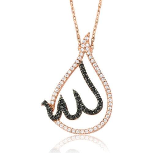 Real Silver 925 Jewelry Silver Allah Written Lady Necklace