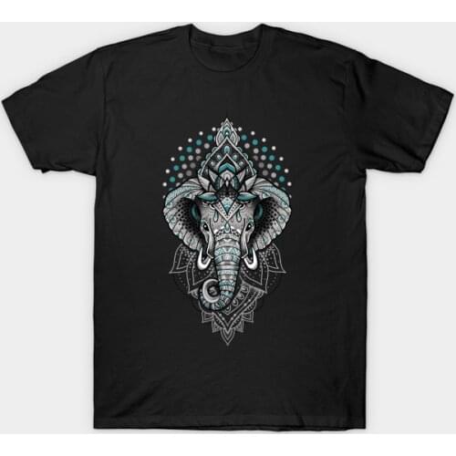 Novel Lotus Elephant Printed T-Shirt. Summer Cotton O-Neck Short Sleeve Mens T Shirt New S-3XL