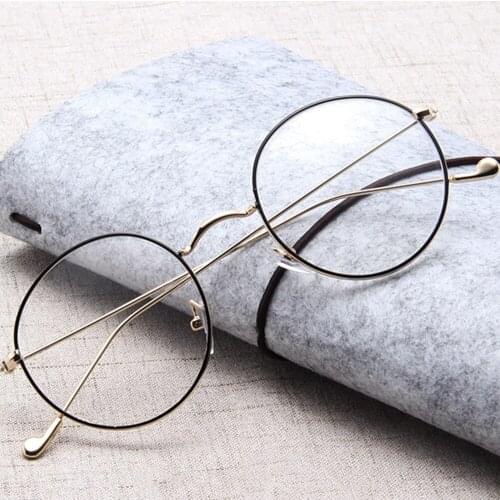 Fashion Design Round Glasses for Women Men Vintage Classic Metal Flat Mirror Optical Spectacles Frame Unisex Vision Care glasses