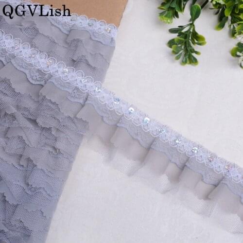 QGVLish 10M/lot 5cm Wide Sequines Mesh Curtain Lace Trims DIY Sewing Cushion Skirt Costume Sofa Lace Ribbon Trimming Decor